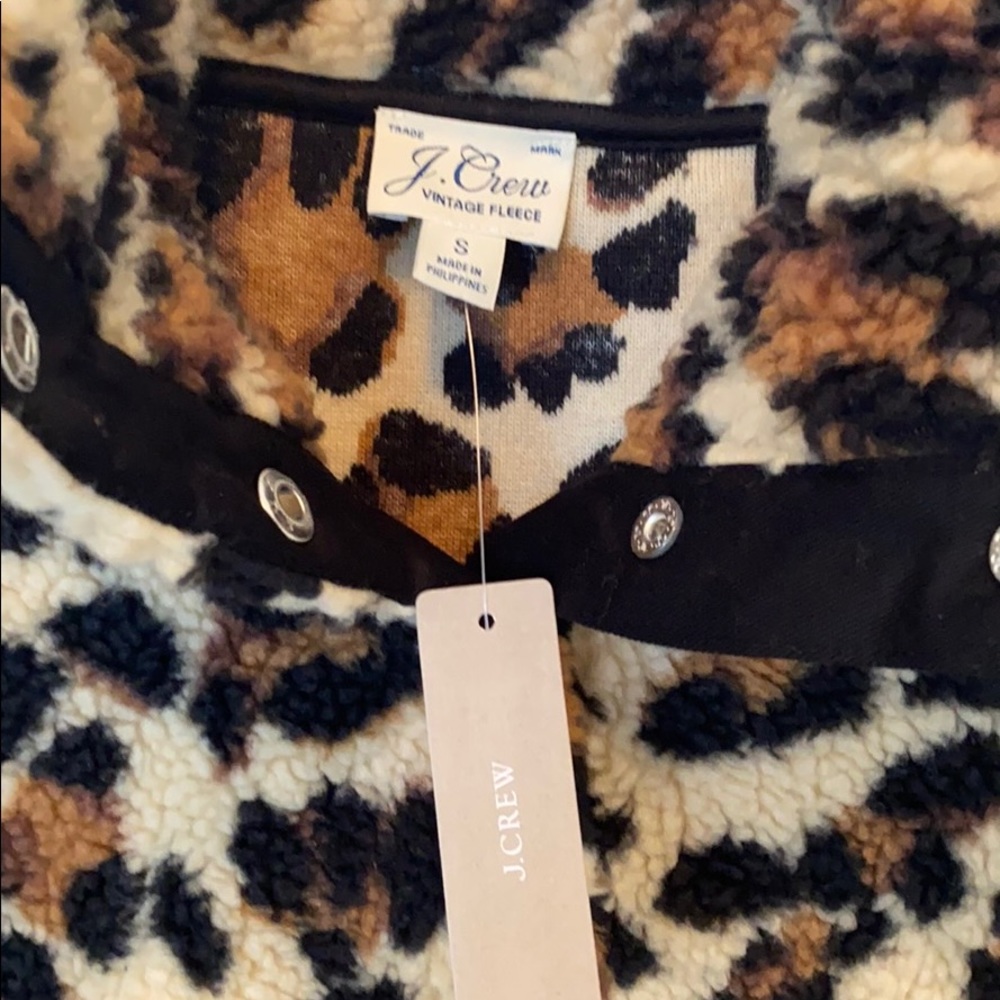 J Crew snap-collar, leopard print Sherpa; size S - Picture 13 of 13